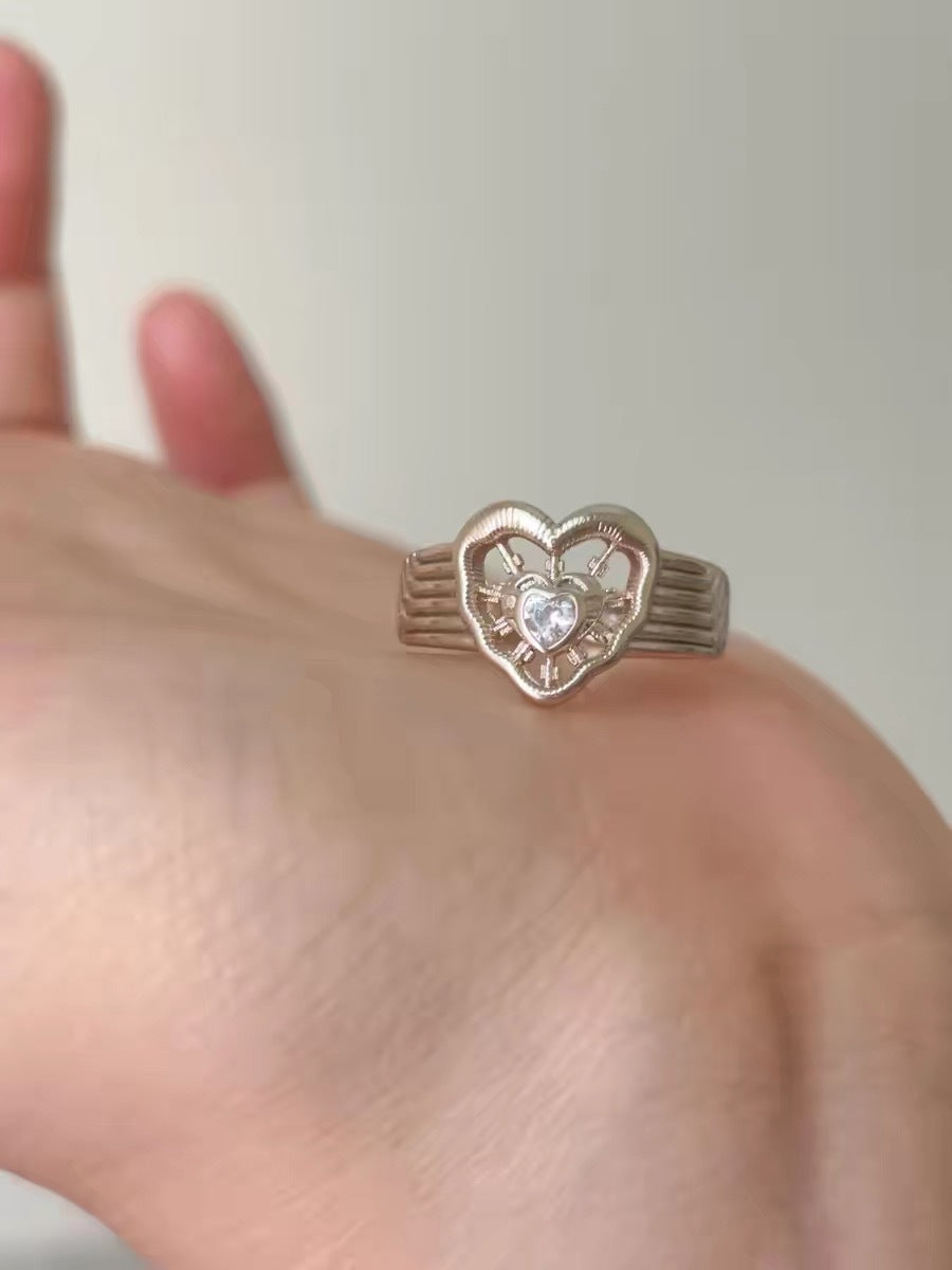 Wholesale Women S Hollow Heart Coffee Gold Ring Stylish Index Finger Jewelry Accessory For Everyday Wear