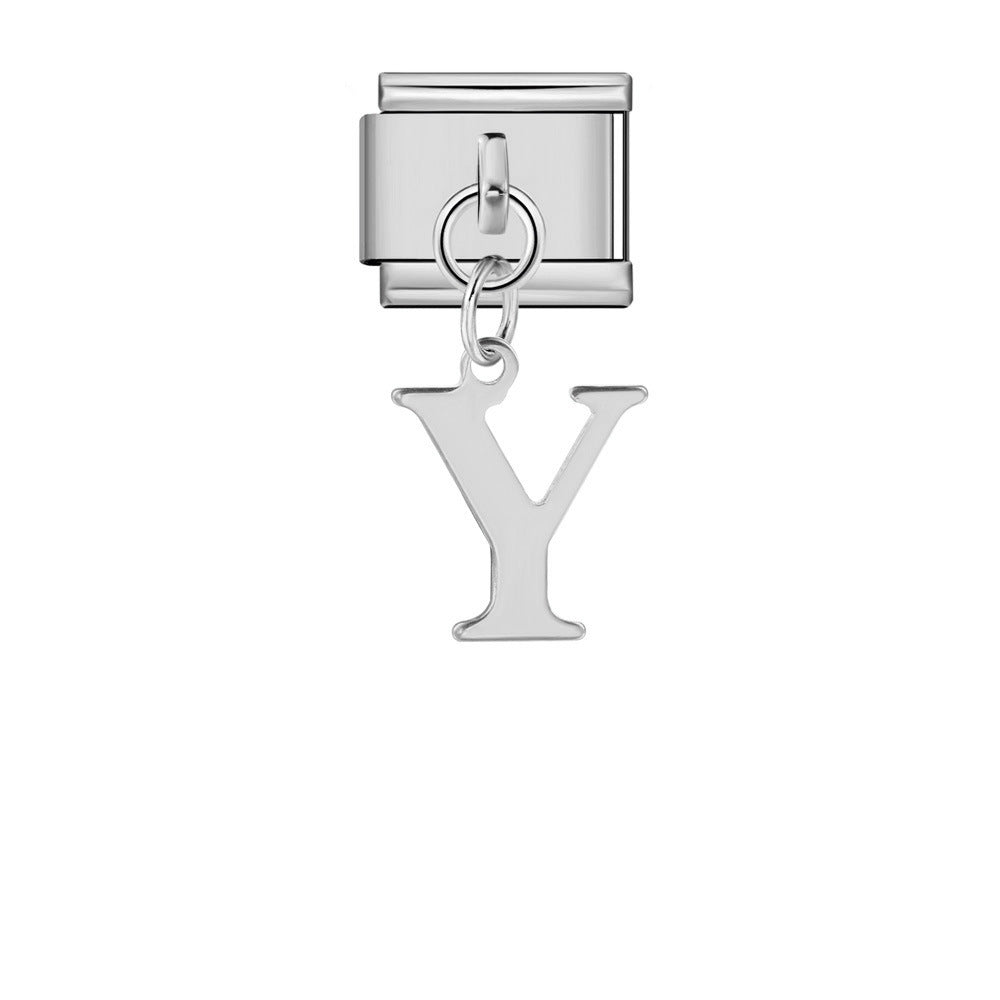 Wholesale Italian Charm Bracelet 9mm DIY Silver Simple Letter  Creative Stainless Steel Composable Bracelet