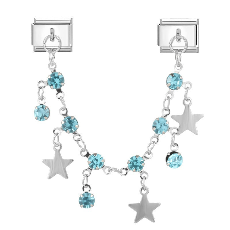 Wholesale Fresh and Simple DIY Modular Charm Bracelet Stainless Steel Butterfly Star Pendant Jewelry Set for Crafting