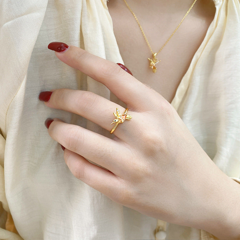 Wholesale  S925 Sterling Silver Ring  Zircon Fashionable Bird Rings