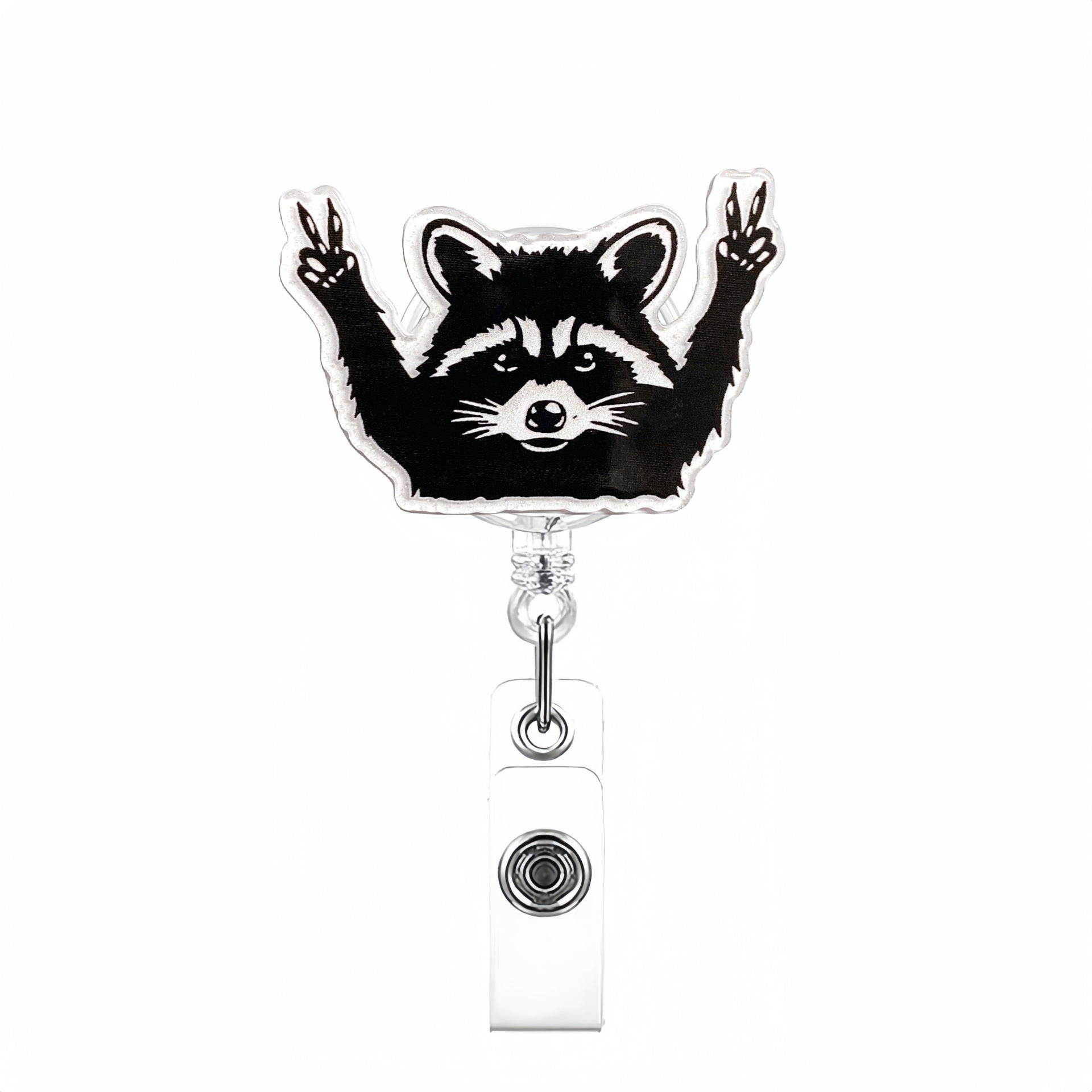 Wholesale Cartoon Raccoon Badge Reels Keychains