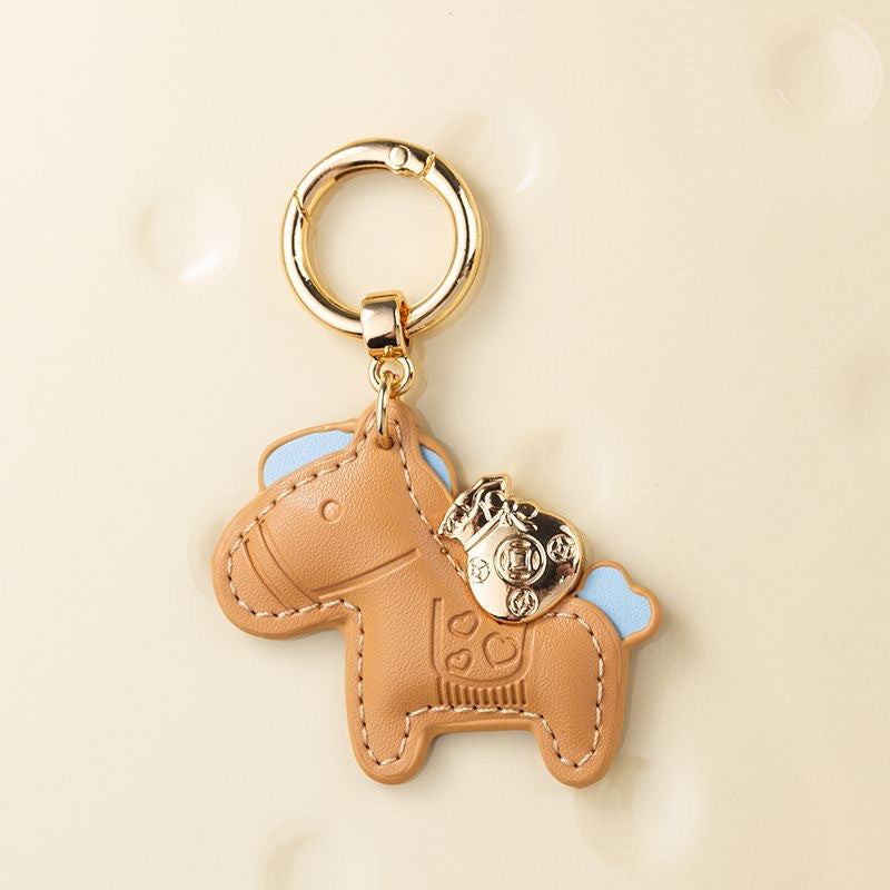 Wholesale Modern Minimalist Keychain with Green Flocked Rope and Pony,  Car Key Accessory for Boutique Resale