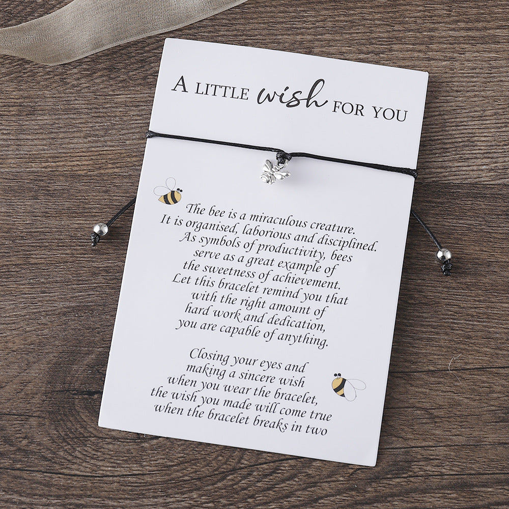 Wholesale Love Star Shape Bee Braided Bracelet Blessing Card Bracelet