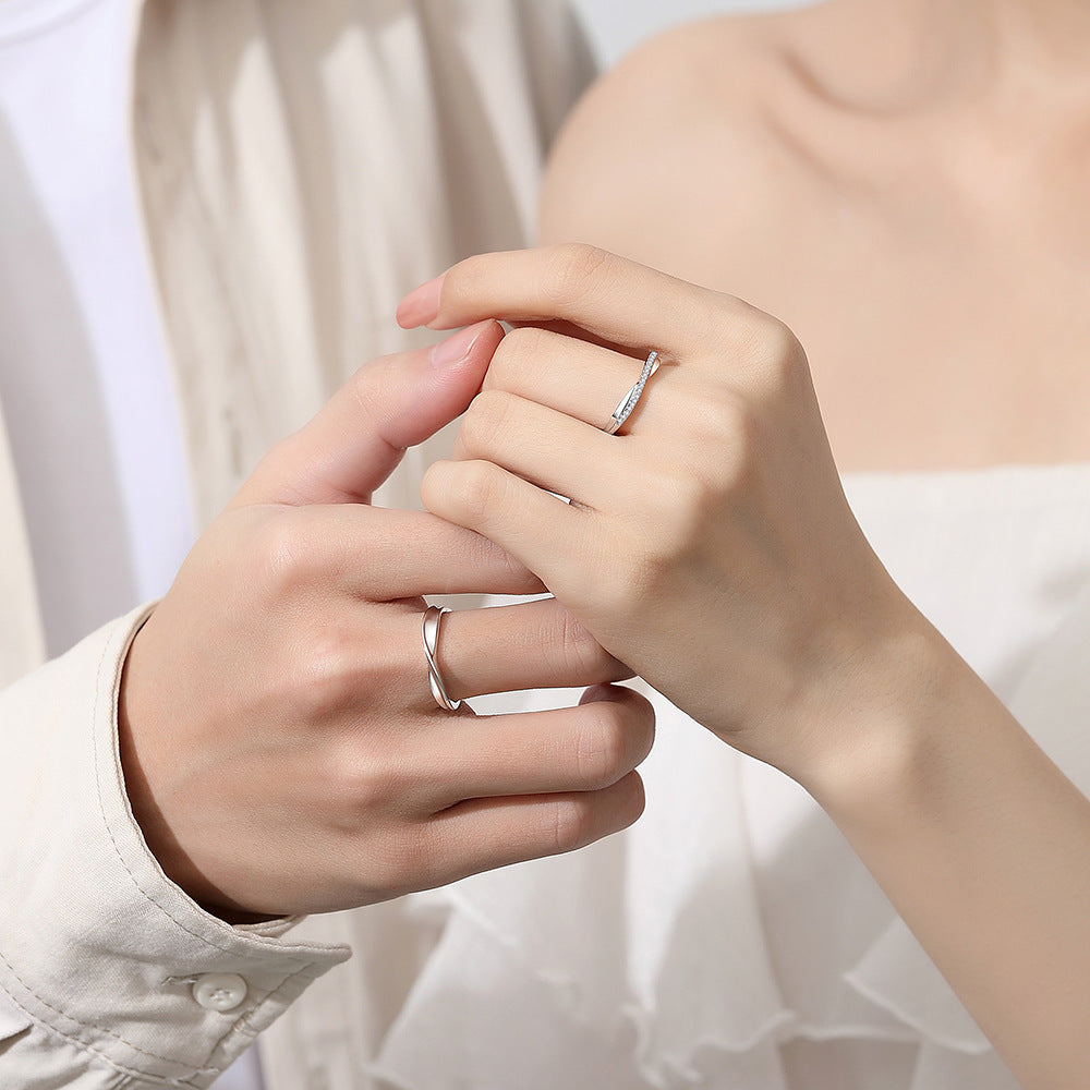 Wholesale 925 silver full diamond flash zircon light luxury plain ring