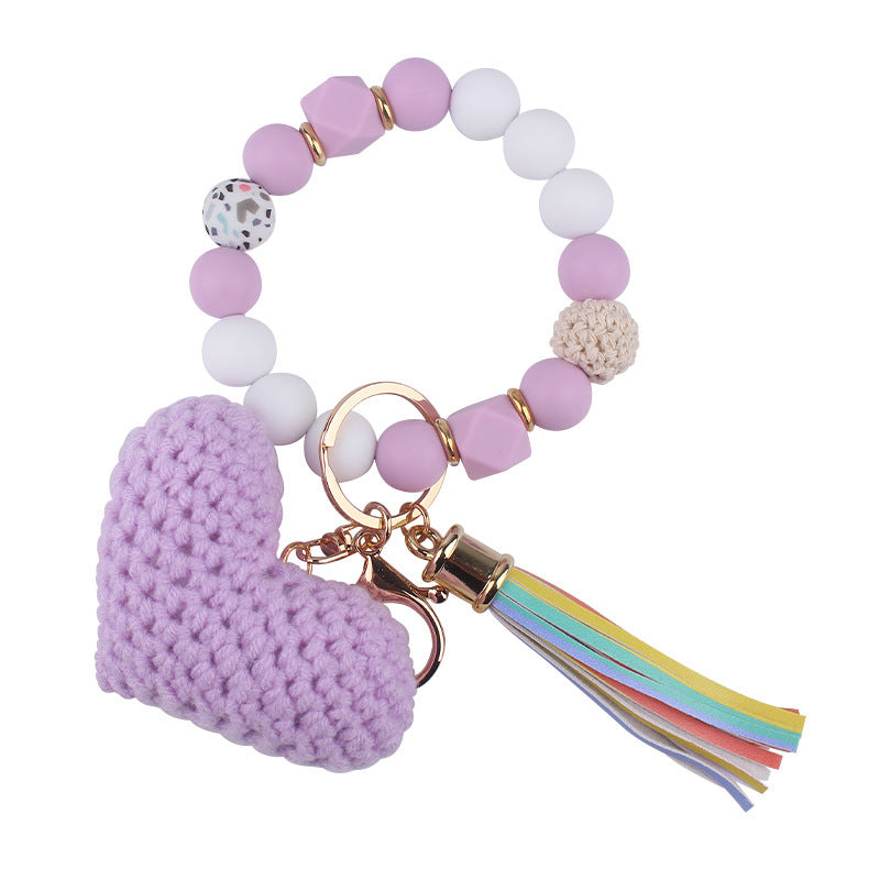 Wholesale Cartoon Wool Love Bracelet Keychain