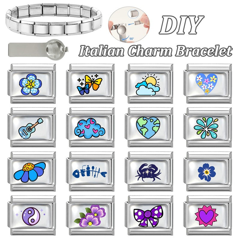 Wholesale Butterfly Heart Cartoon Design Stainless Steel Modular DIY Bracelet for Everyday Wear