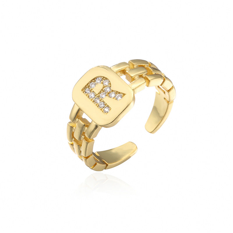 Wholesale 26 Letters Open Adjustable Ring ACC-RS-AoGu007