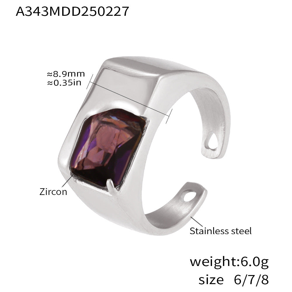 Wholesale zircon inlay ring stainless steel color retention finger ring