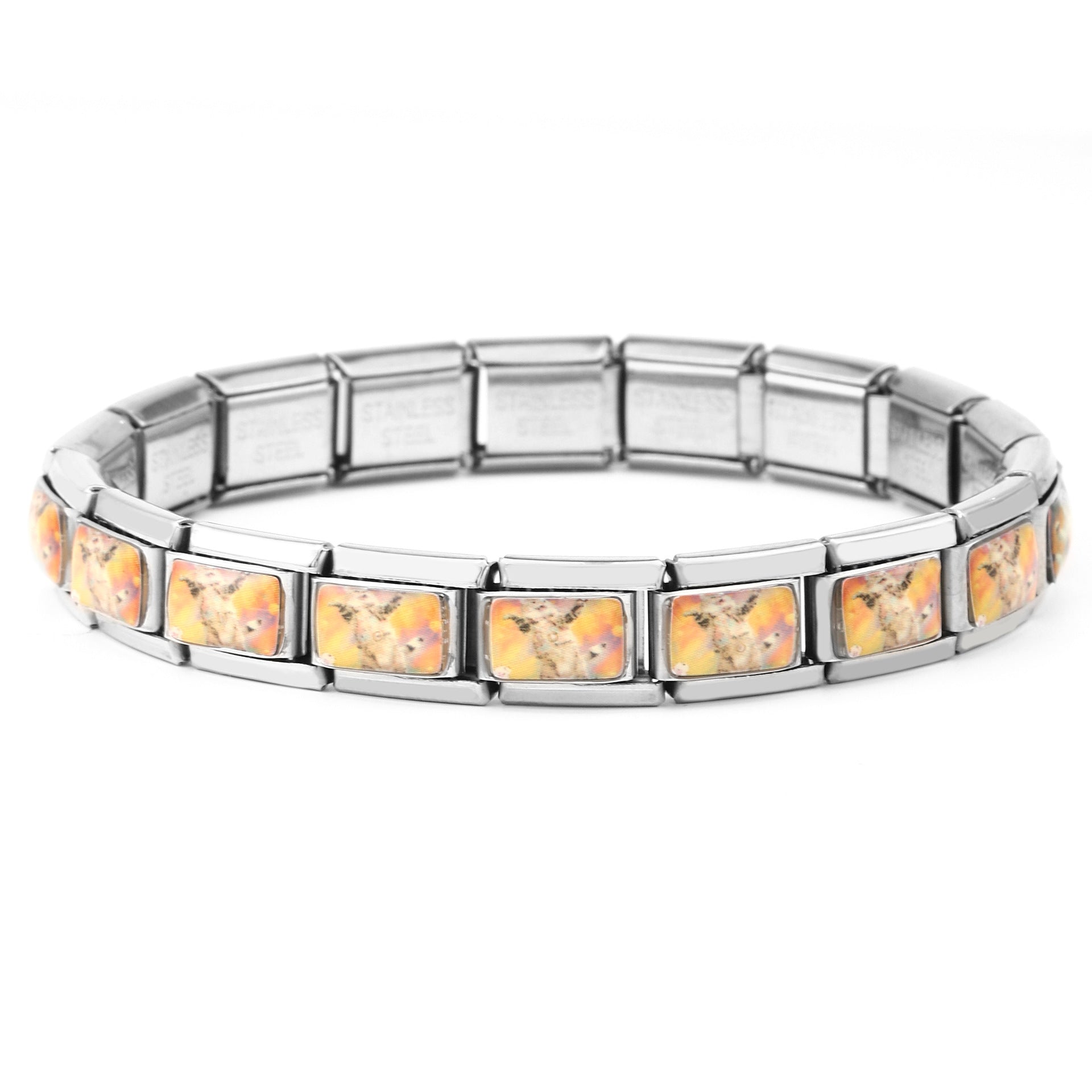 Wholesale 10pcs Italian Charm Bracelet 9mm DIY Spliced Removable Stainless Steel Cartoon Cat Composable Bracelet ACC-BT-XY026