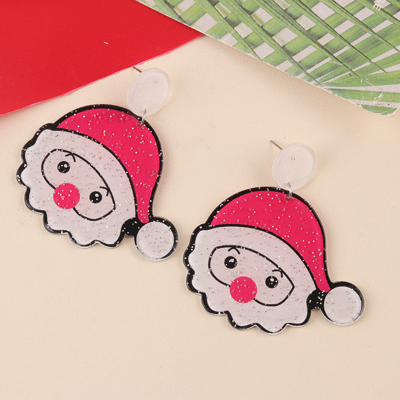 Wholesale Christmas Cartoon Acrylic Christmas Tree Deer Snowflake  Earrings