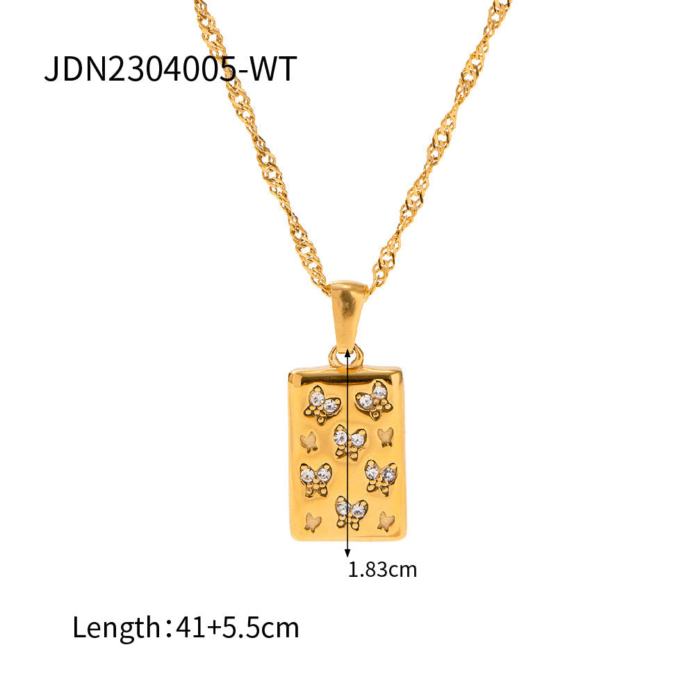 Wholesale 18K gold stainless steel white diamond pendant necklace