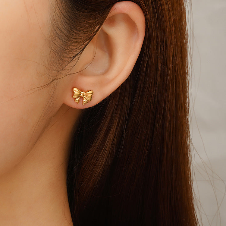 Wholesale Bow Titanium Steel  Earrings