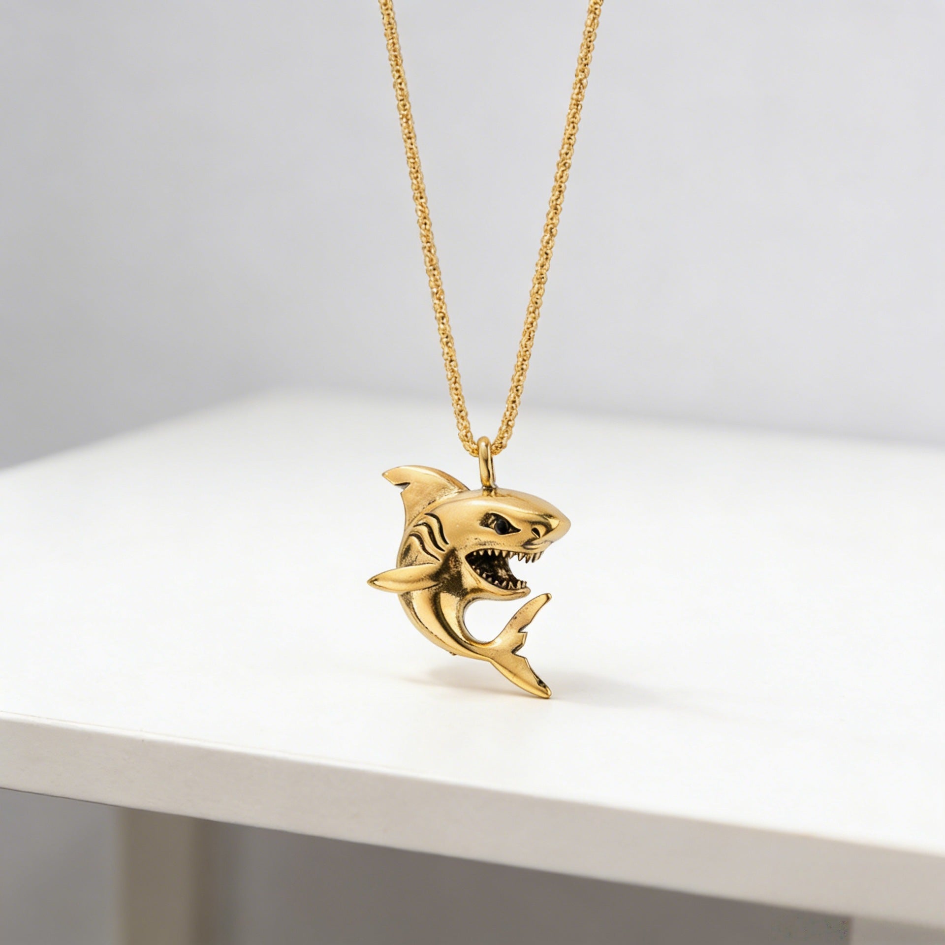 Wholesale Dark Style Alloy Shark Pendant Necklace