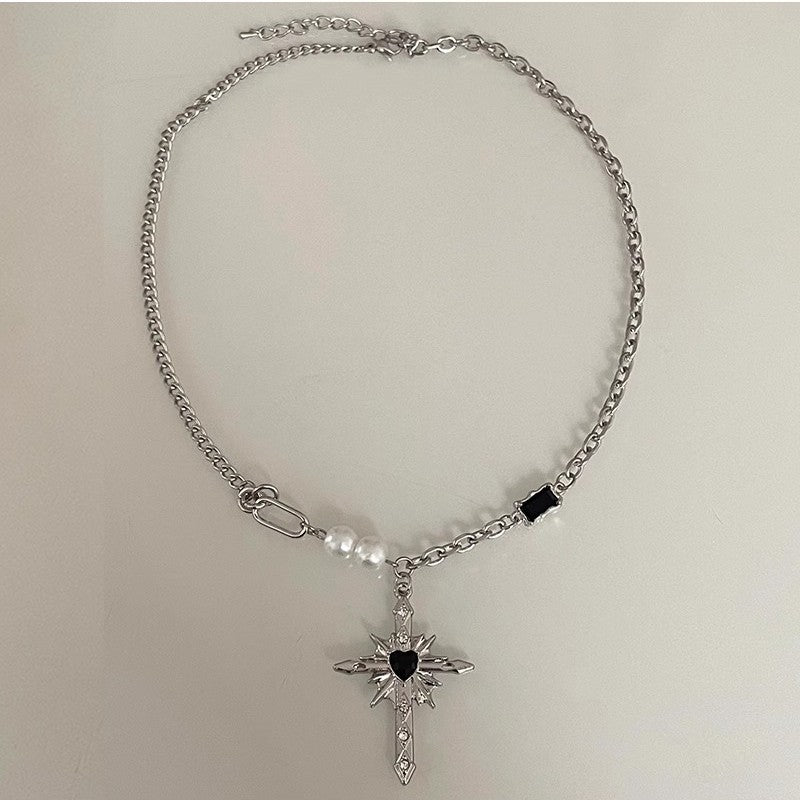 Wholesale Fireworks Cross Pendant Stitching Pearl Necklace