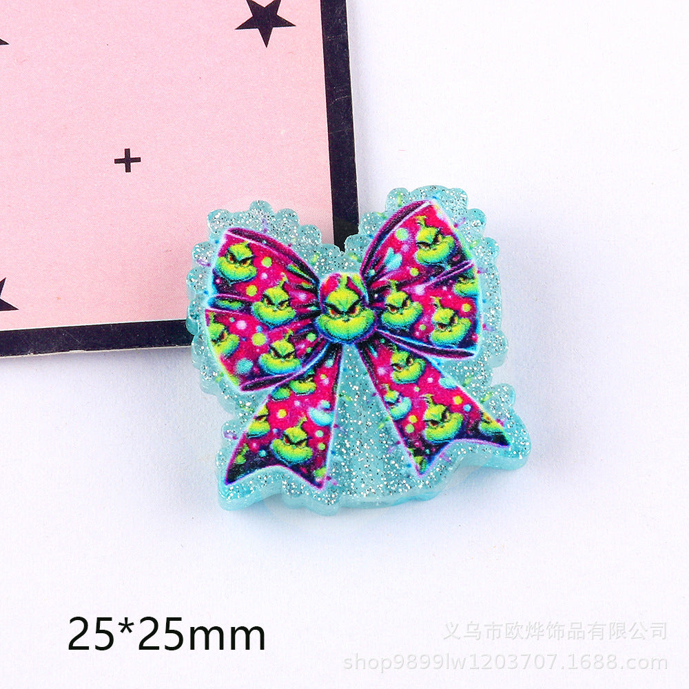 Wholesale 5pcs Acrylic Bow Straight Hole Cartoon Beads