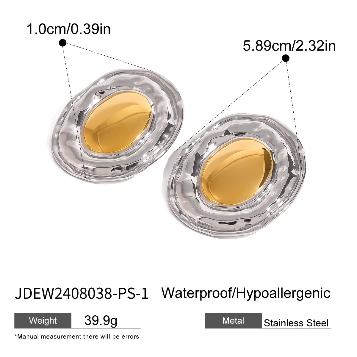 Wholesale 18k gold stainless steel color matching geometric earrings