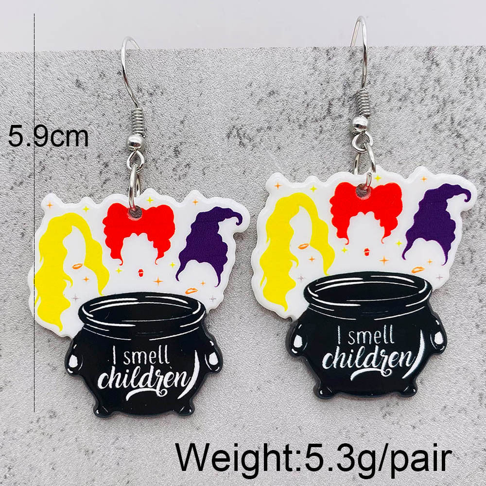 Wholesale Halloween Horror Pumpkin Ghost Tarot Acrylic Earrings ACC-ES-ChenY025