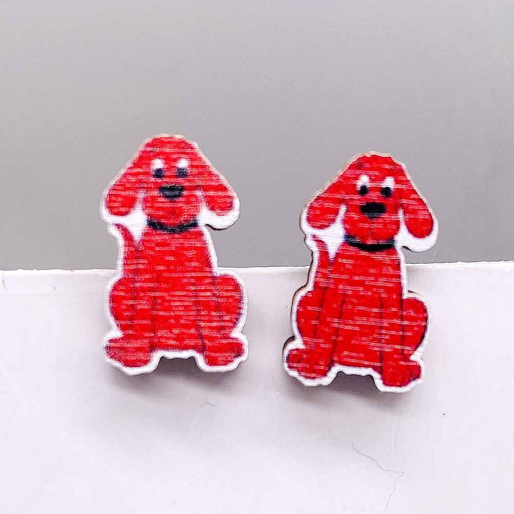 Wholesale  cute elephant Red Dog picture book earrings