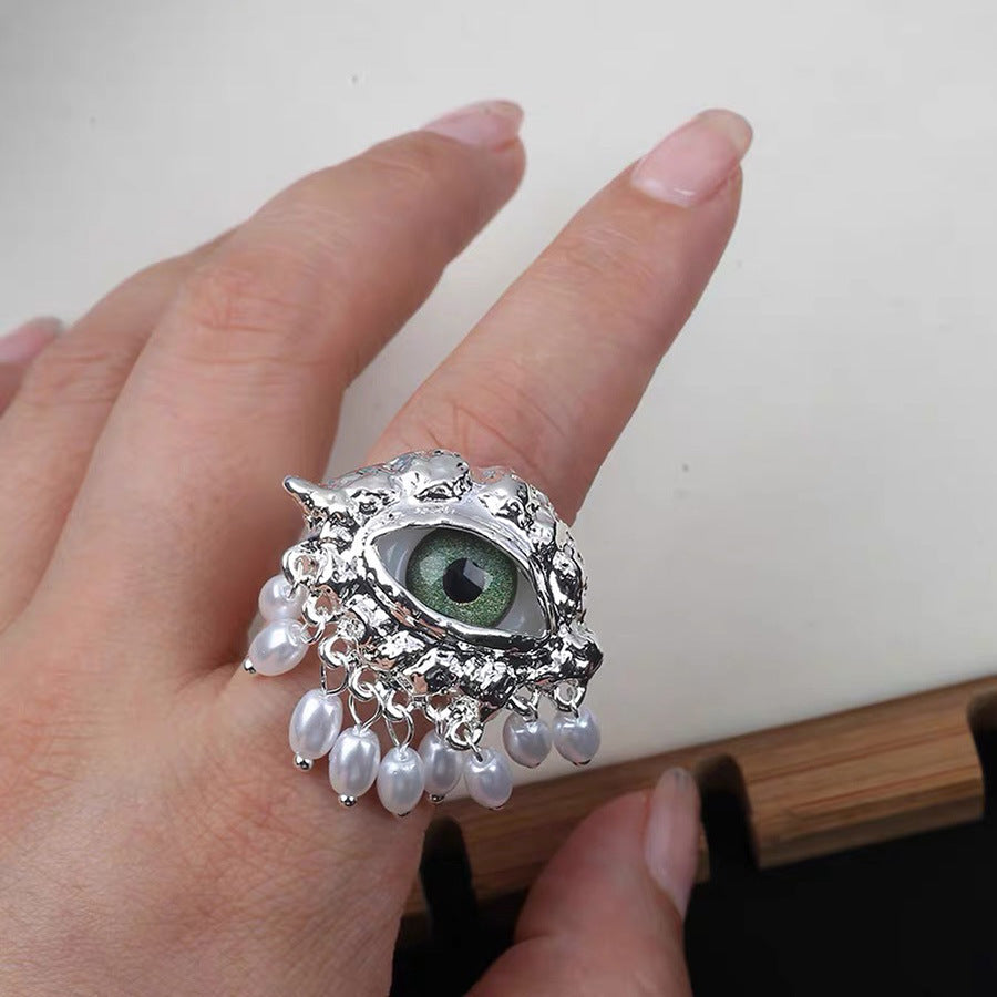 Wholesale Devil's Eye Pearl Tassel Ring