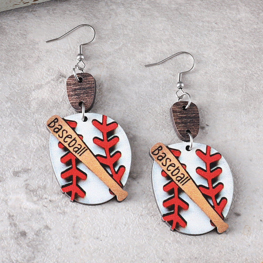 Wholesale Tennis Baseball Stitching Pendant Earrings