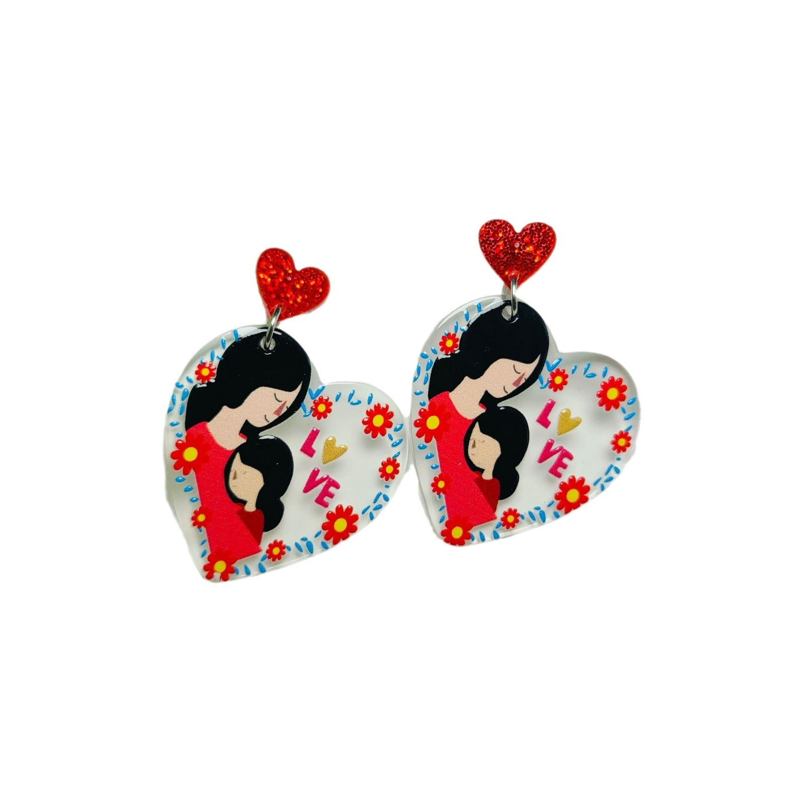 Wholesale Mother's Day Love Acrylic Sheet Letter Earrings ACC-ES-Qiyu007