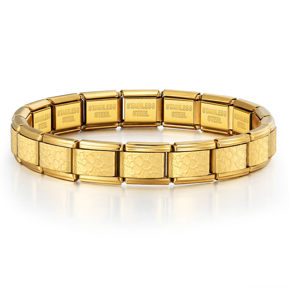 Wholesale Trendy Stainless Steel Modular Bracelet In Gold Silver Diamond Pattern DIY Watchband Chain For Everyday Wear