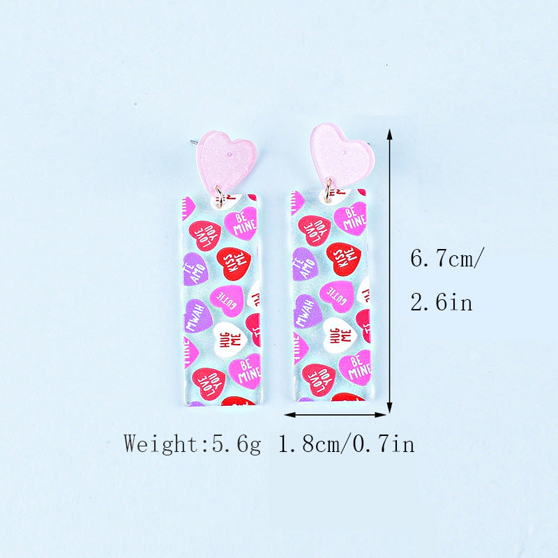 Wholesale Valentine' s Day Acrylic Heart Earrings