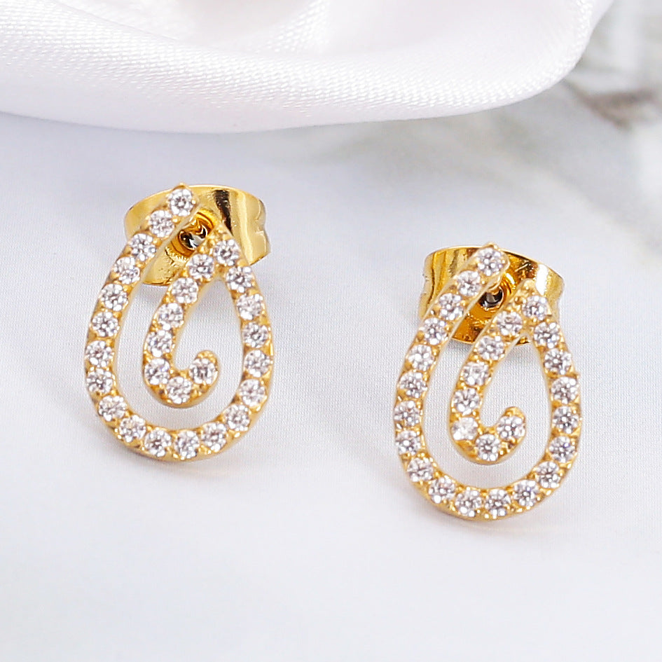 Wholesale Stainless steel earrings with zircon settings
