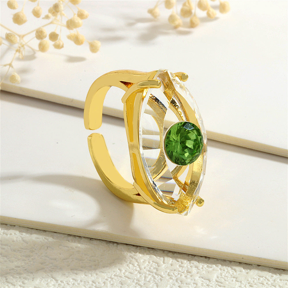 Wholesale Glass Evil Eye Ring for Women,  Opening Adjustable Geometric Design,  Trendy Jewelry Accessory for Everyday Wear or Boutique Resale