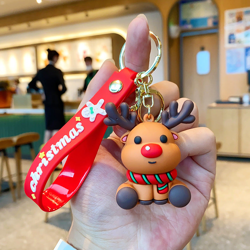 Wholesale Christmas Cartoon PVC Soft Santa Claus Christmas Tree Keychain Cute Keychain ACC-KC-ErLu017