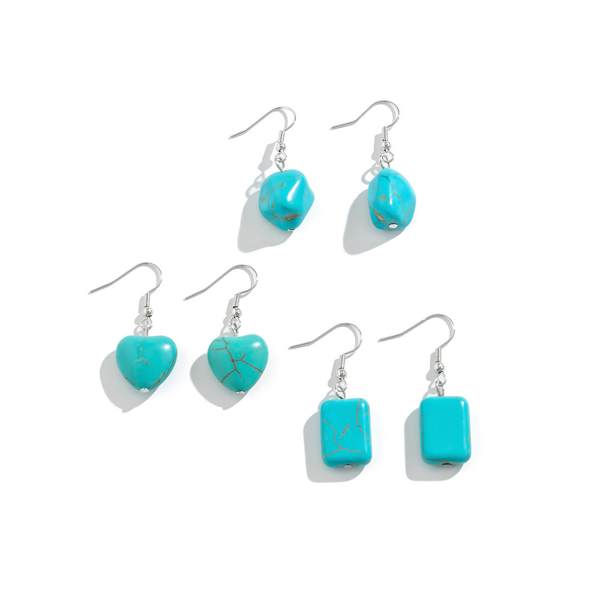Wholesale Turquoise Geometric Earrings Stylish Bohemian Boutique Jewelry Accessory