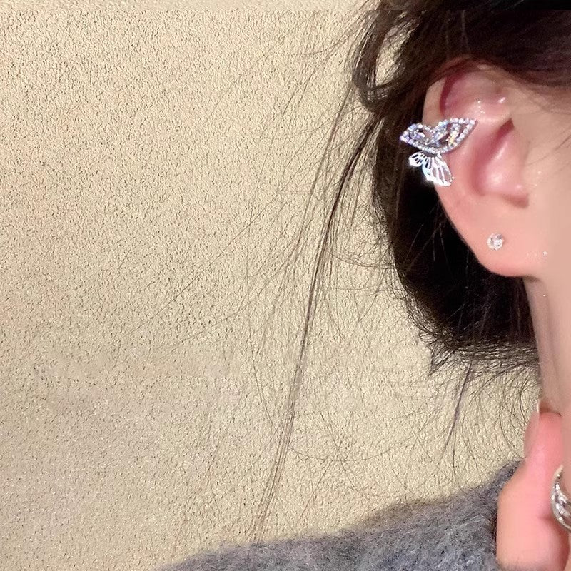 Wholesale  Light Luxury  Glittering Zircon Butterfly Ear Clip Earrings