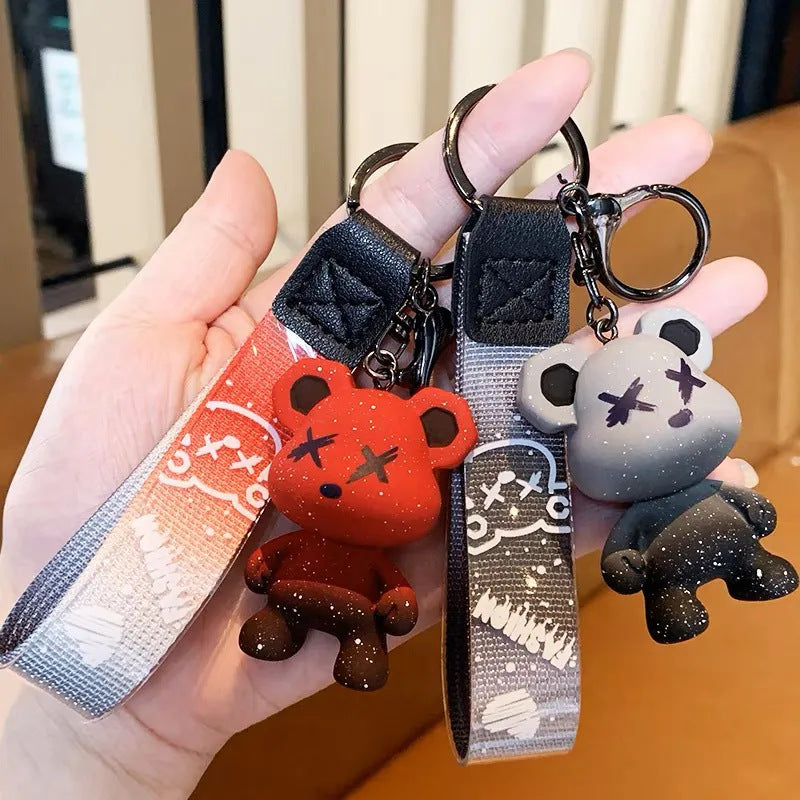 Wholesale Silicone Cartoon Bear Keychain Gradient Design Car Key Accessory Gift