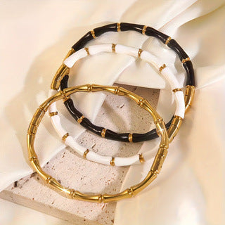 Wholesale oil-dripped bamboo-joint stainless steel bracelet