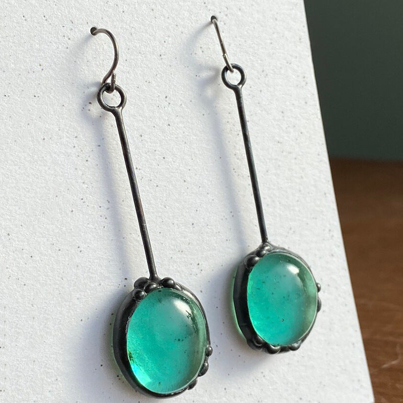 Wholesale Simple turquoise moonstone personality earrings