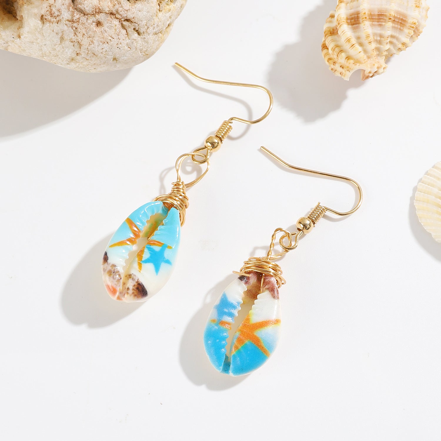 Wholesale Beach Style Printed Shell Earrings ACC-ES-MY017