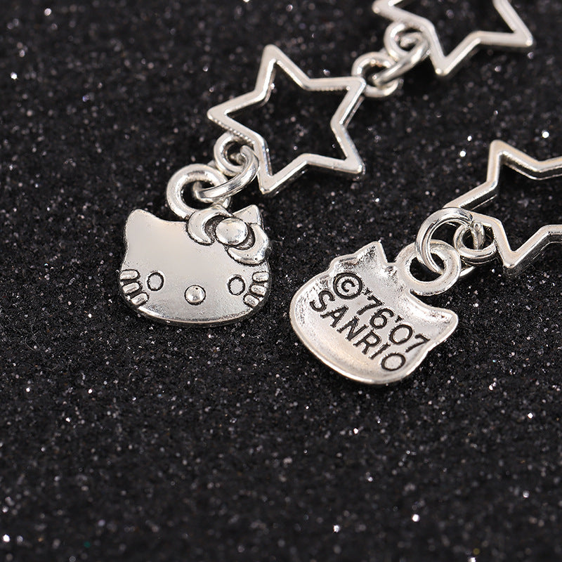Wholesale Cartoon Cute Cat Star Asymmetric Ear Hook Earrings