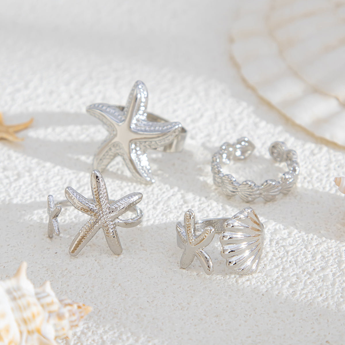 Wholesale Bohemian personality starfish ring set ring for women