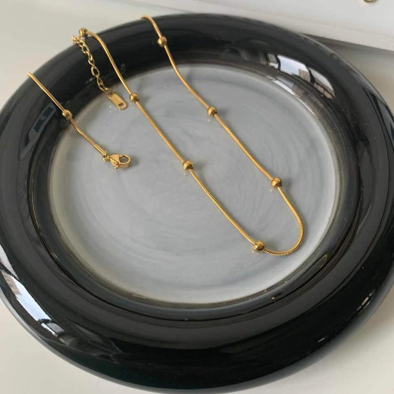 Wholesale Cross chain box chain snake bone chain titanium steel plated 24k golden sunflower clavicle chain