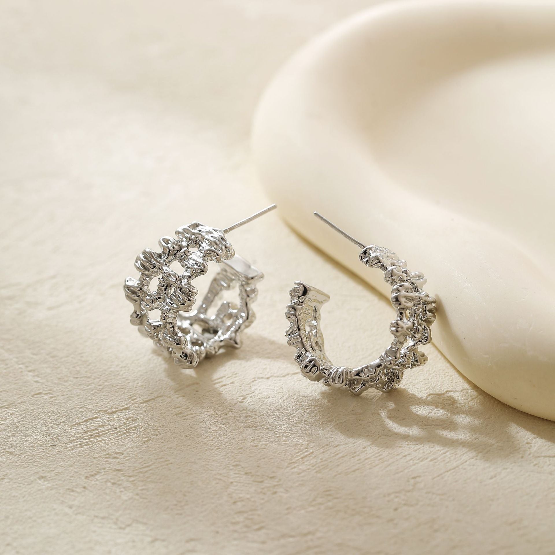 Wholesale  irregular earrings high sense pleated earrings