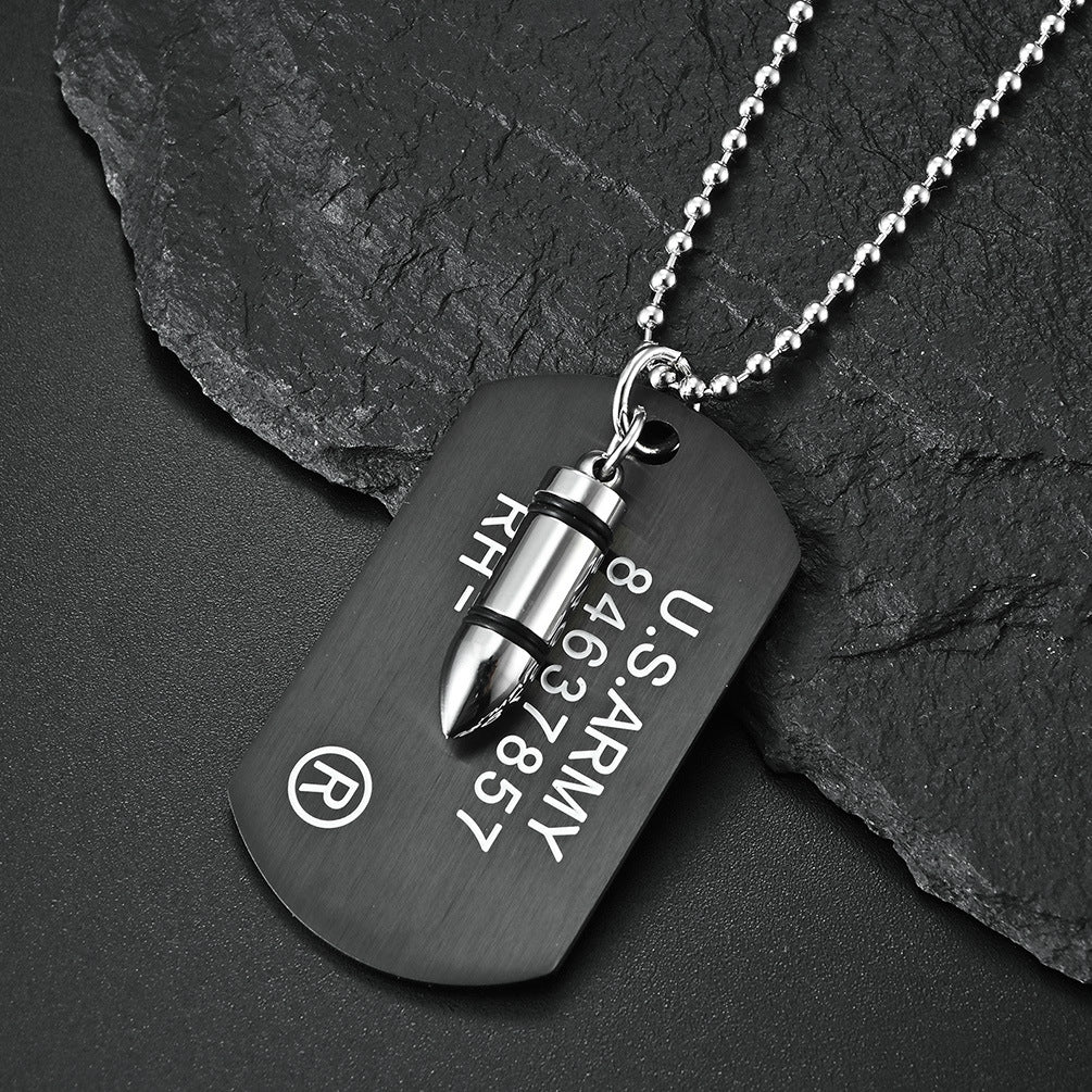 Wholesale Bullet Double Layer Titanium Steel Necklace Pendant ACC-NE-QianFeng003