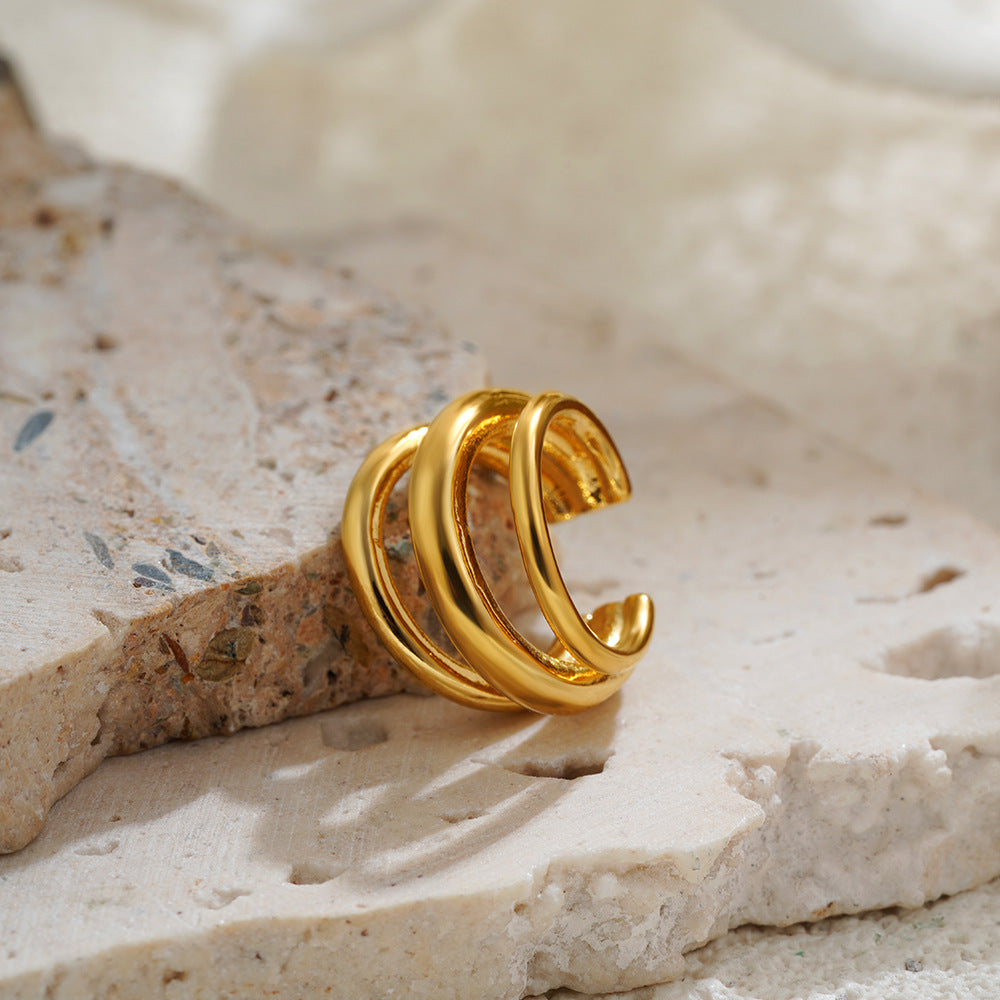 Wholesale 18K Gold Simple C- shaped Ear Clip Without Ear Holes Ear Clip