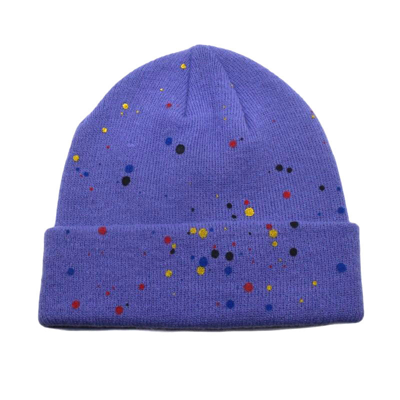Wholesale  colorful polka dot graffiti knitted hat