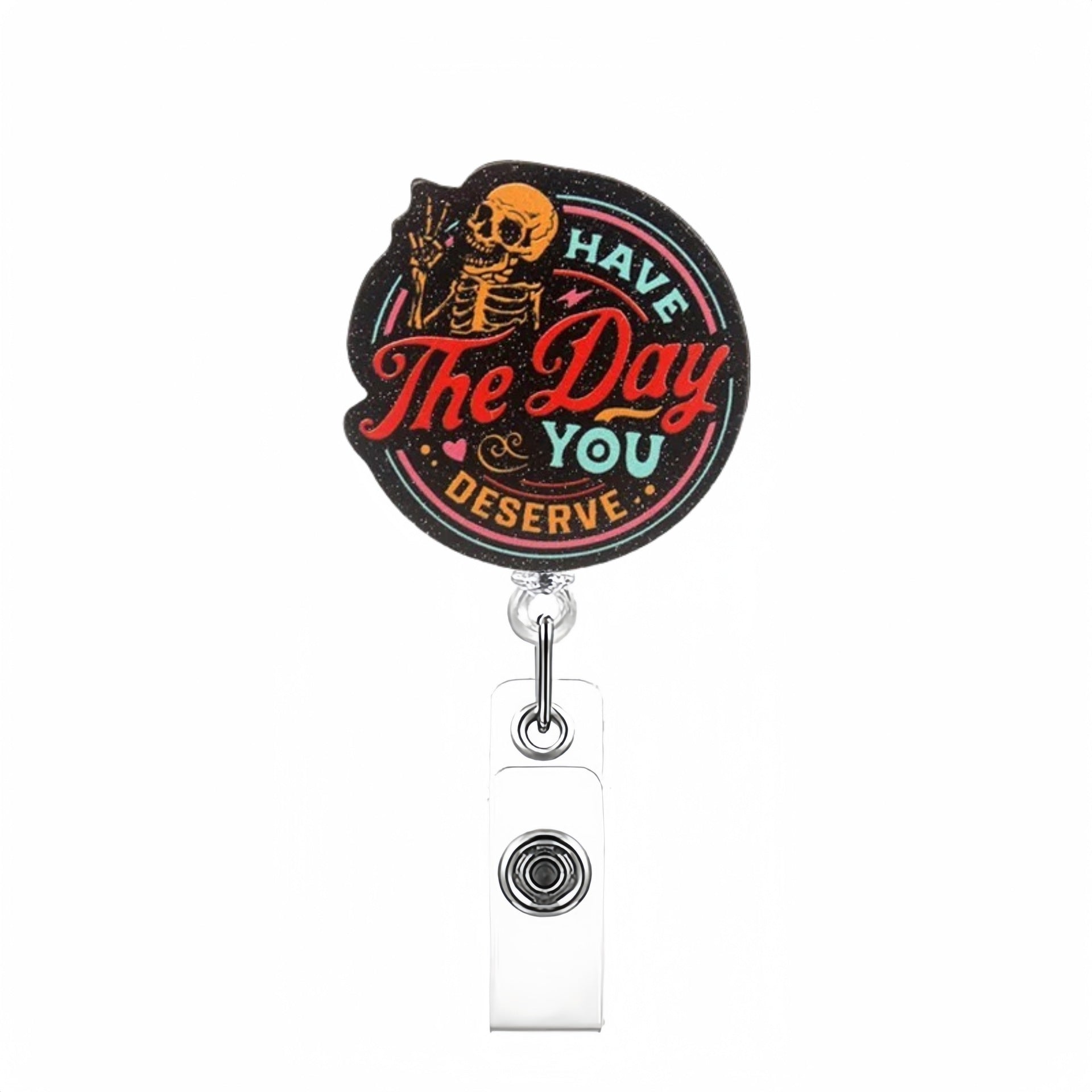 Wholesale Creative pattern acrylic Retractable Rotating Badge Keychain