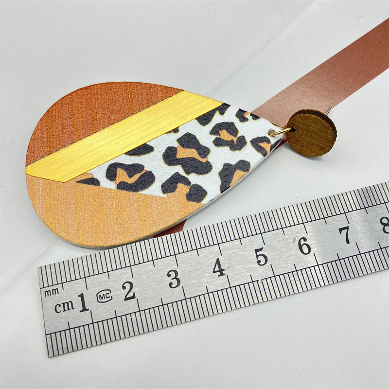 Wholesale Vintage Leopard Print Wooden Earrings ACC-ES-FX028