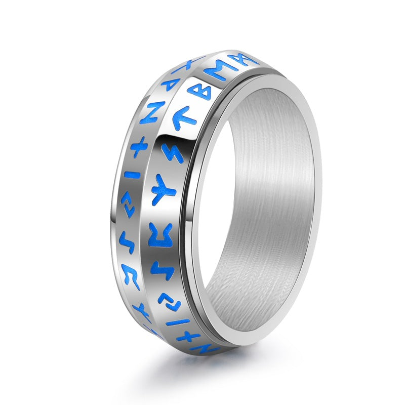 Anello in acciaio al titanio vichingo smussato in stile nordico retrò all'ingrosso