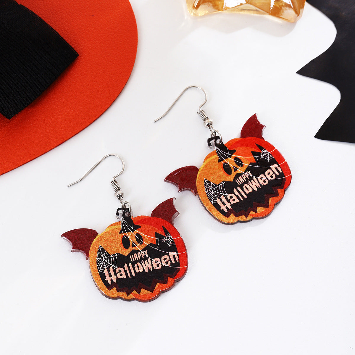 Wholesale Cartoon Horror Bat Acrylic Halloween Earrings ACC-ES-MDD040