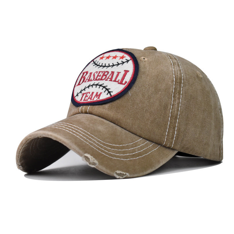 Wholesale Basketball Embroidery Washed Cotton Baseball Cap Adjustable Outdoor Sun Hat For Summer Trendy Vintage Look