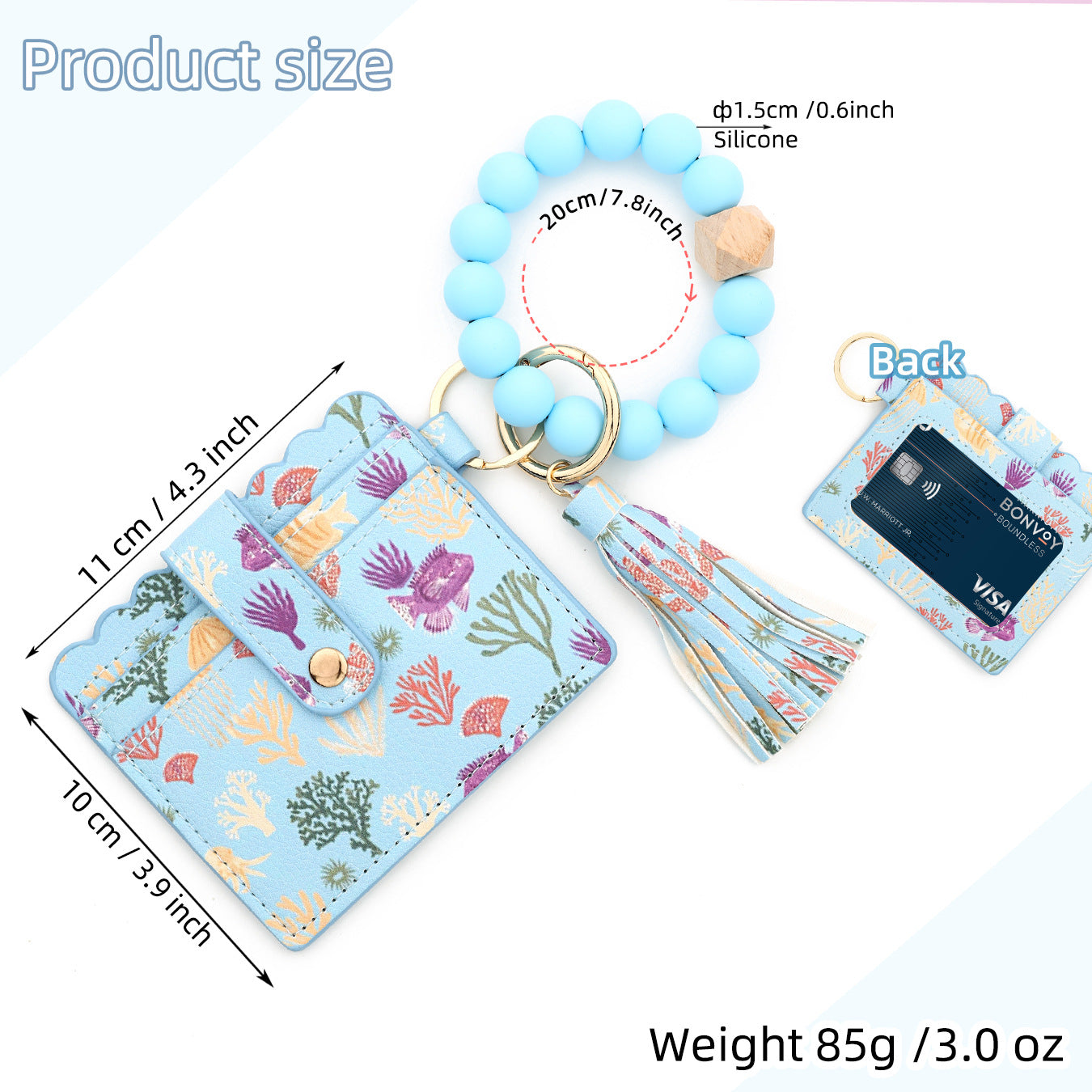 Wholesale  bead  ocean print mushroom leather Wristlet Keychain