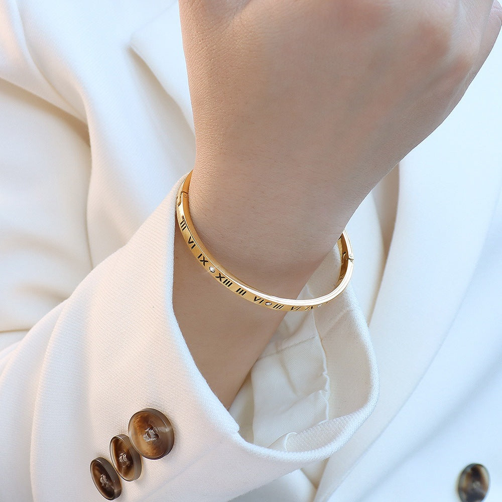 Wholesale Diamond Bracelet Titanium Steel Plated 18k Gold ACC-BT-Fangt002